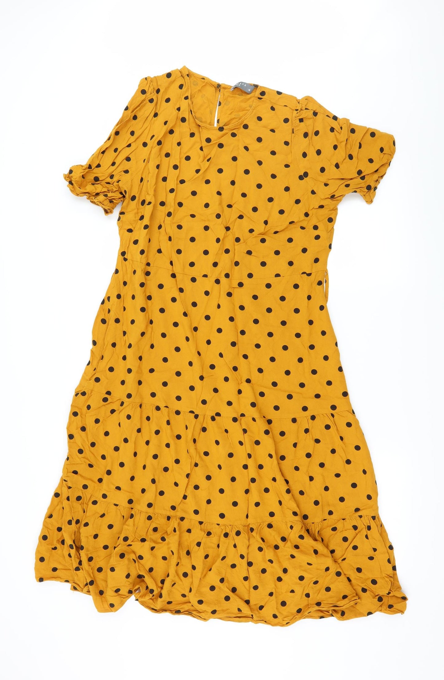 Papaya Womens Yellow Polka Dot  A-Line  Size 16
