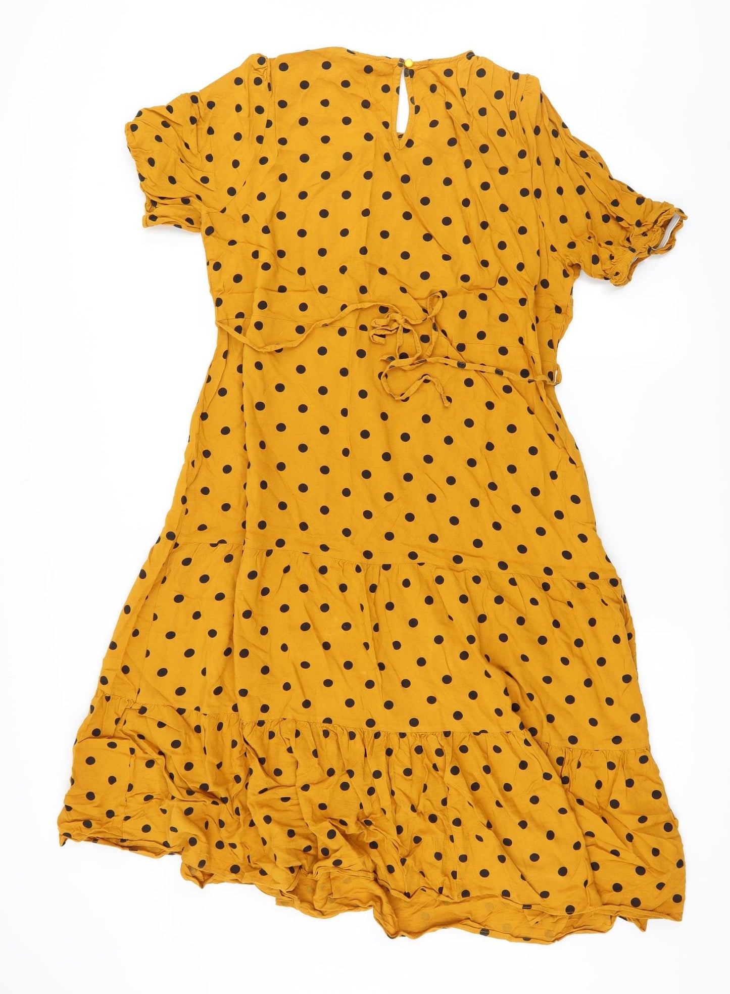 Papaya Womens Yellow Polka Dot  A-Line  Size 16