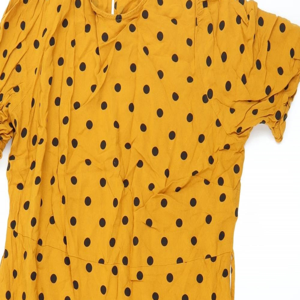 Papaya Womens Yellow Polka Dot  A-Line  Size 16