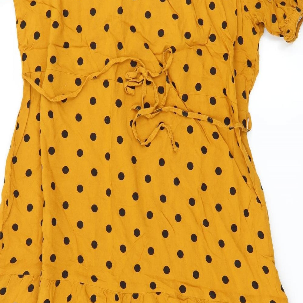 Papaya Womens Yellow Polka Dot  A-Line  Size 16