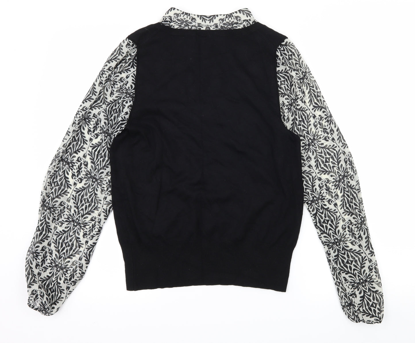 Marks and Spencer Womens Black Geometric Knit Basic Blouse Size 16