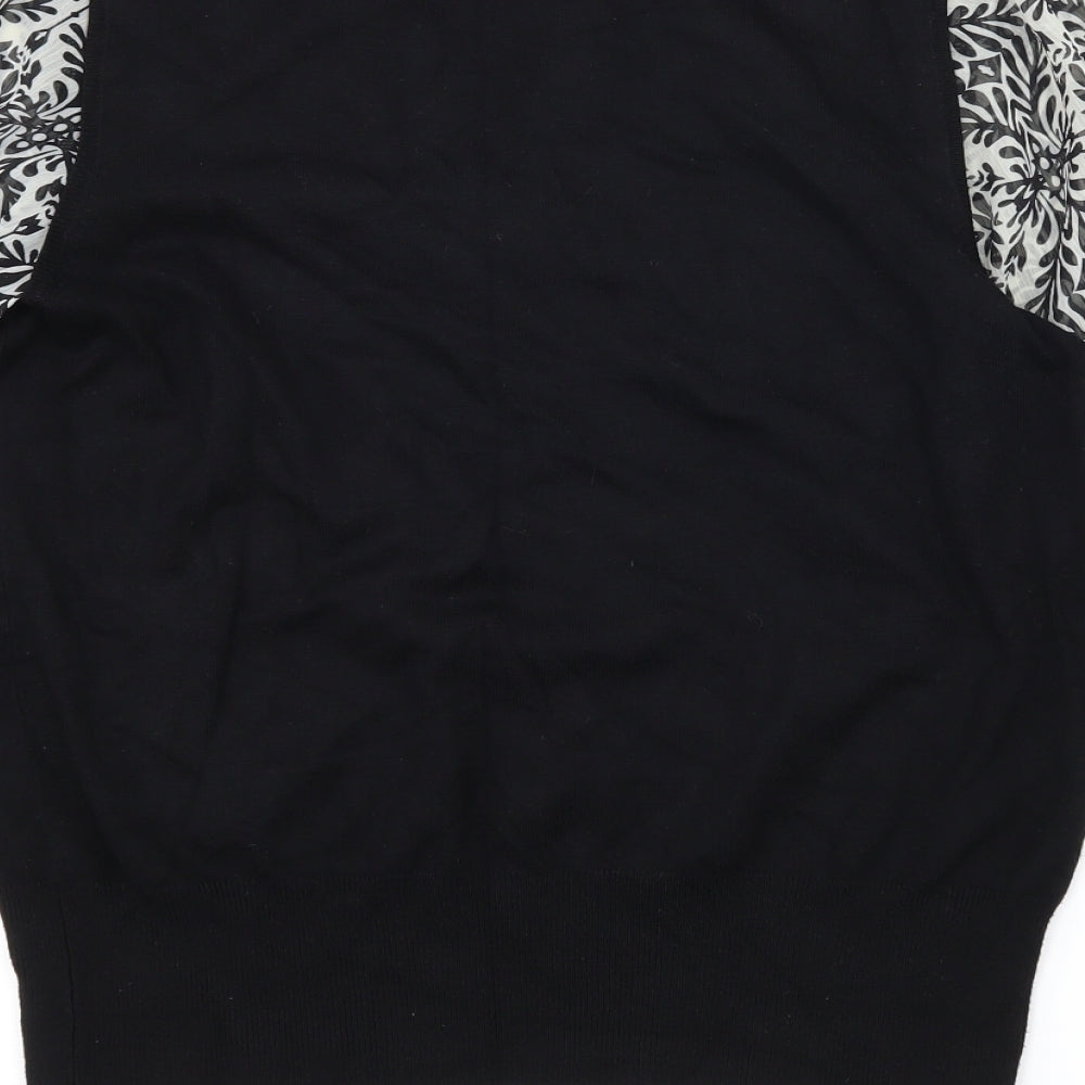 Marks and Spencer Womens Black Geometric Knit Basic Blouse Size 16