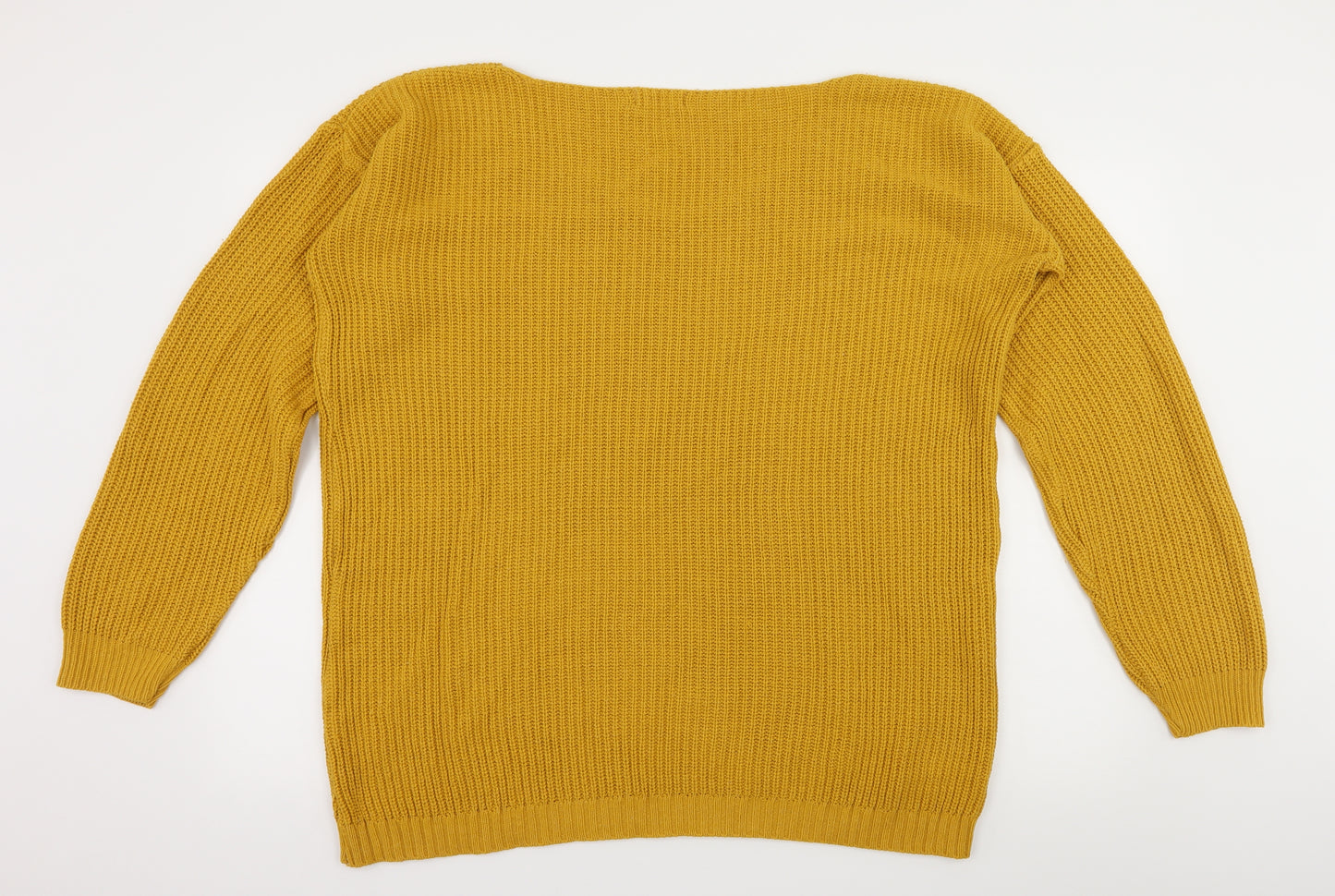 Boohoo Womens Yellow  Knit Pullover Jumper Size 16