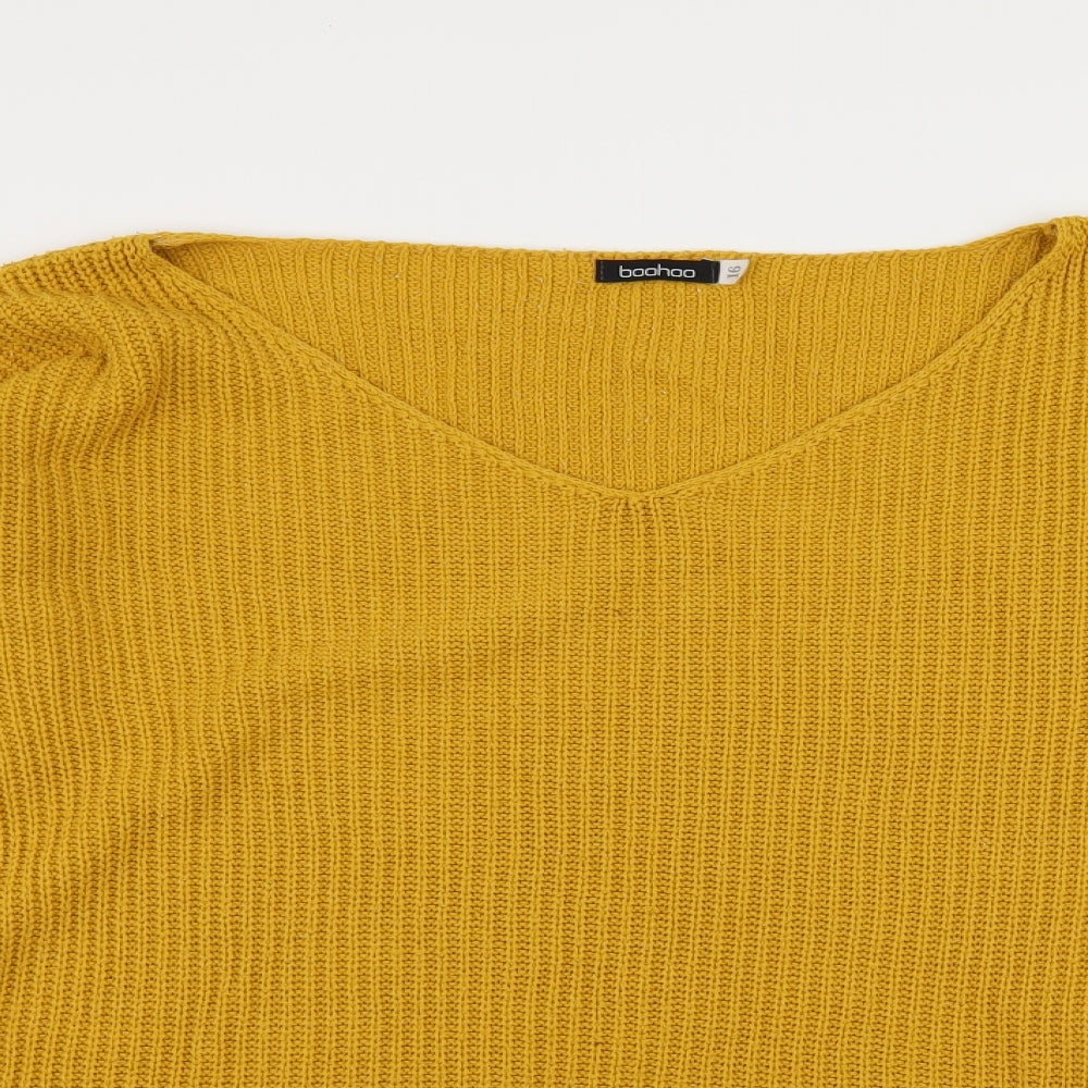 Boohoo Womens Yellow  Knit Pullover Jumper Size 16