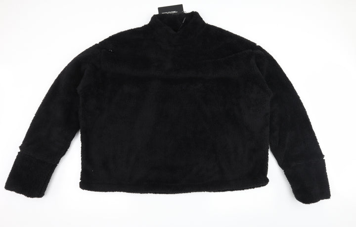 PRETTYLITTLETHING Womens Black Microfibre Pullover Sweatshirt Size 8