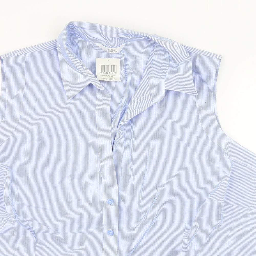 Marks and Spencer Womens Black Striped  Basic Button-Up Size 24