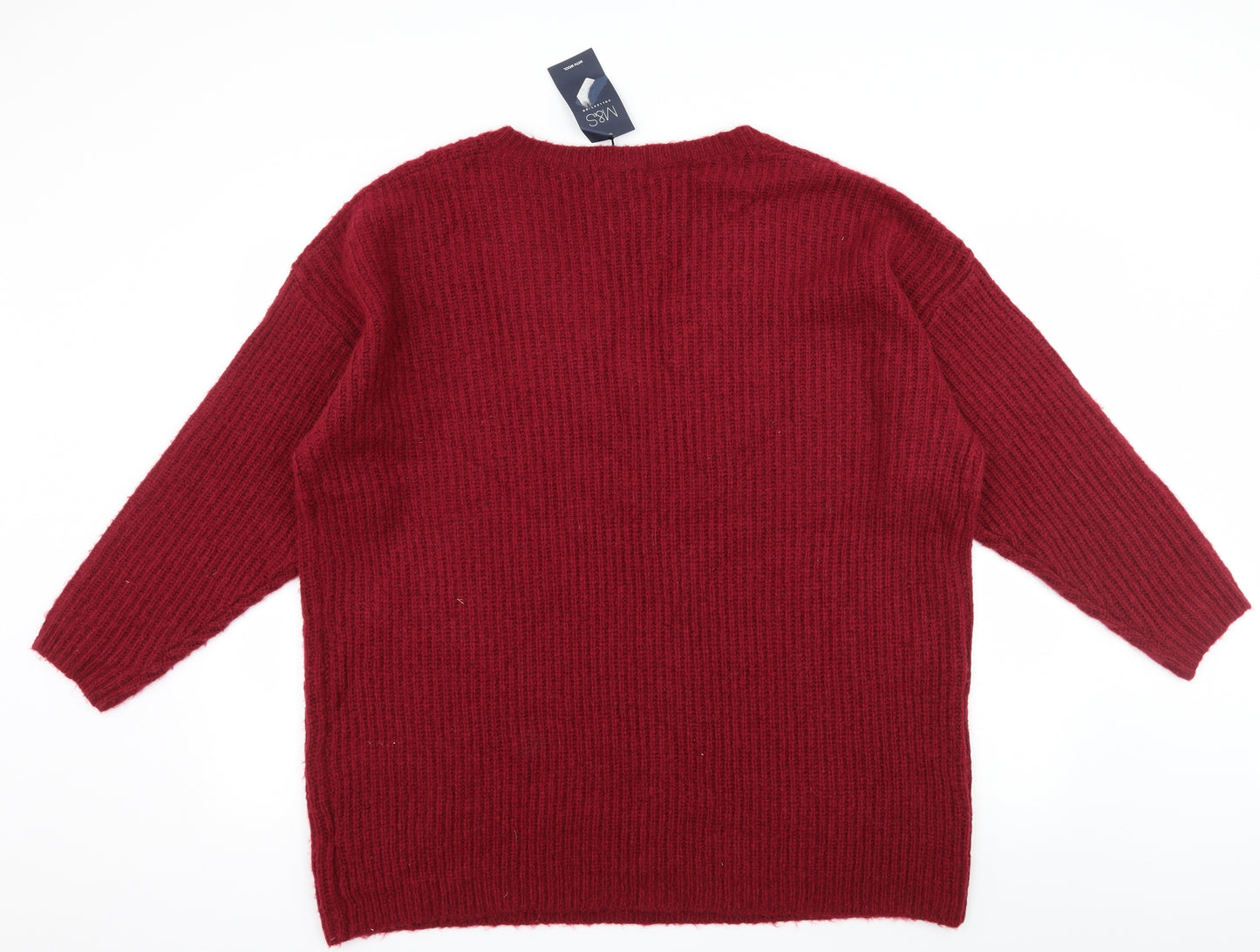 Marks and Spencer Womens Red  Knit Cardigan Jumper Size 24