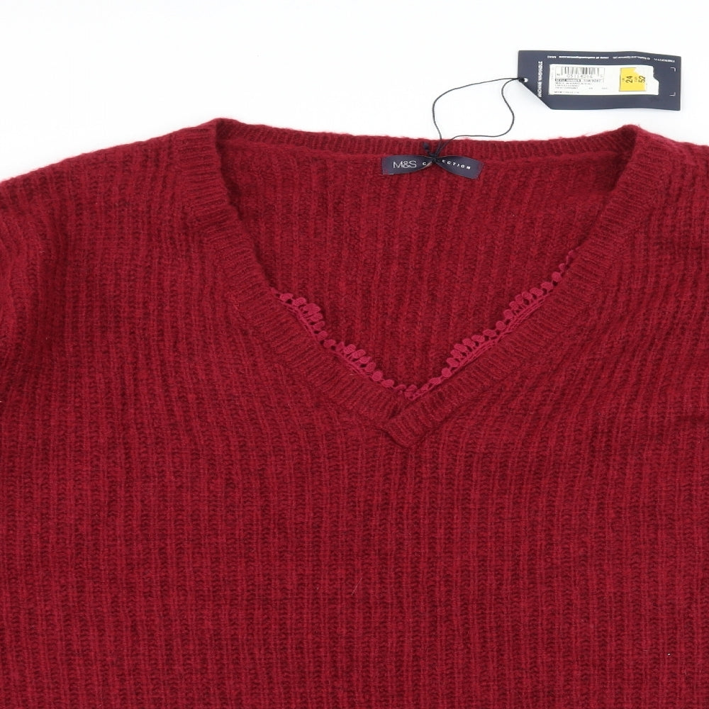 Marks and Spencer Womens Red  Knit Cardigan Jumper Size 24
