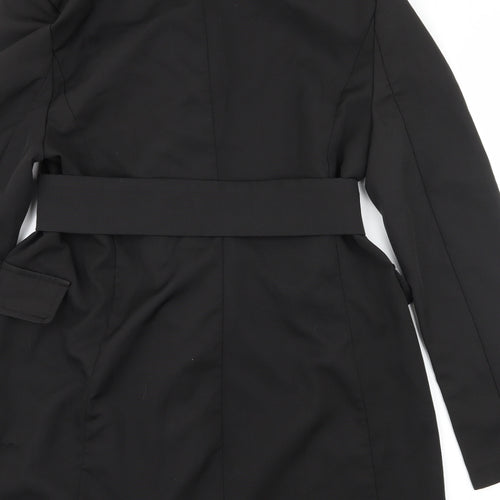 PRETTYLITTLETHING Womens Black  Satin Shirt Dress  Size 10  - Structured