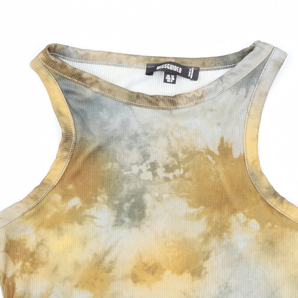Missguided Womens Multicoloured Geometric Jersey Basic Tank Size 10  - Tie Dye