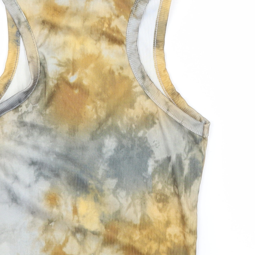 Missguided Womens Multicoloured Geometric Jersey Basic Tank Size 10  - Tie Dye