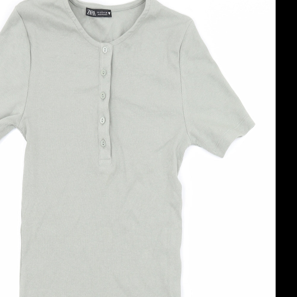 Zara Womens Green  Jersey Bodysuit One-Piece Size S