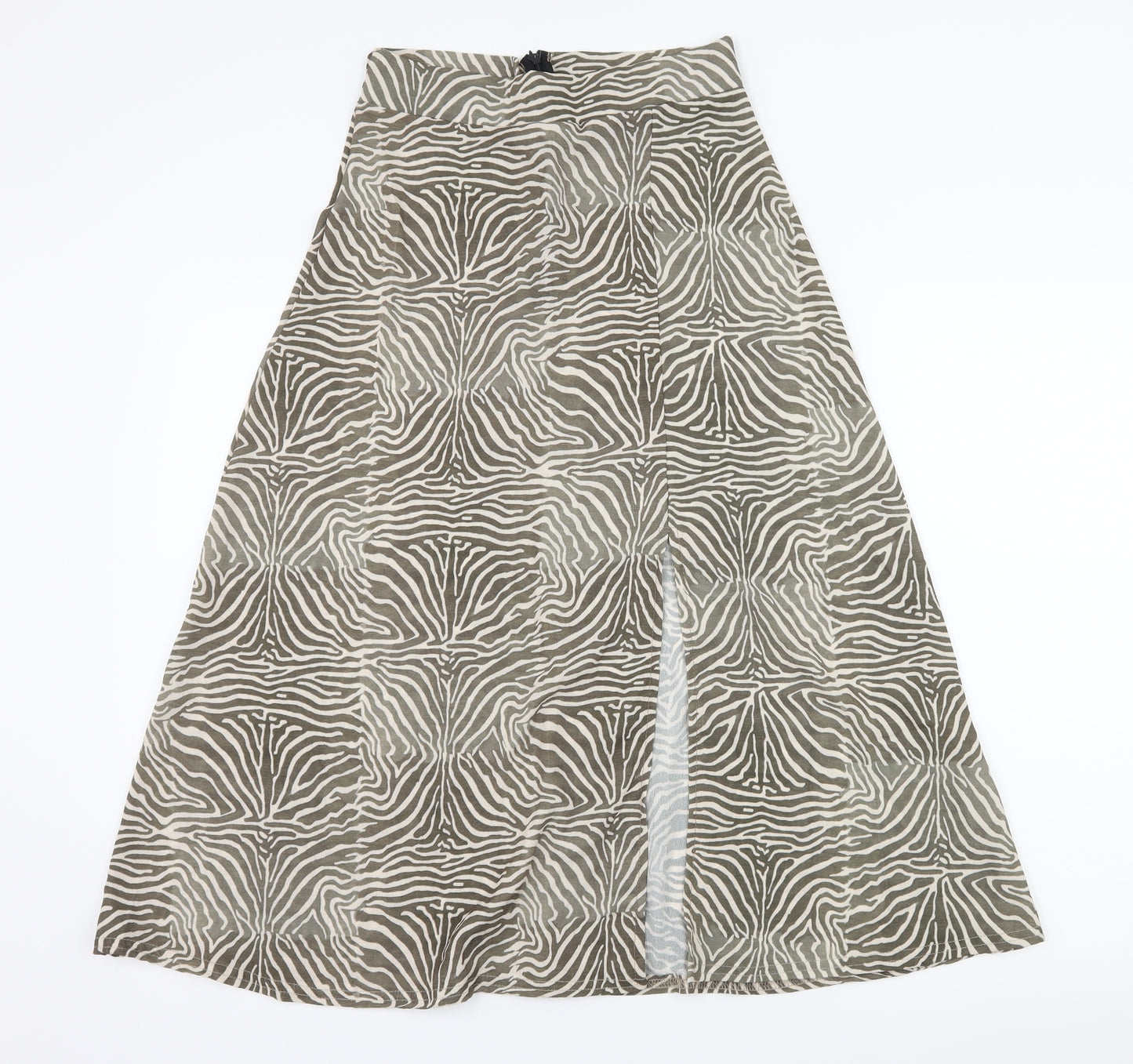 PRETTYLITTLETHING Womens Green Striped  Flare Skirt Size 8