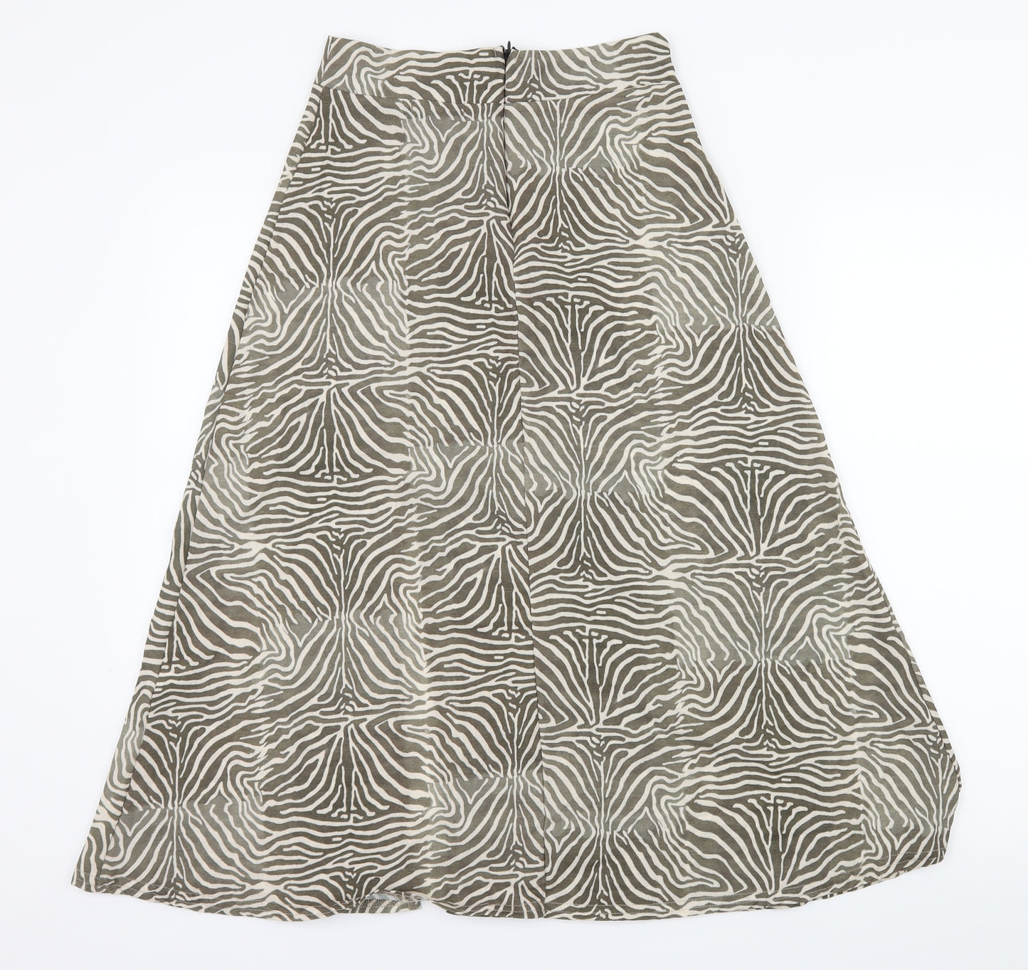 PRETTYLITTLETHING Womens Green Striped  Flare Skirt Size 8