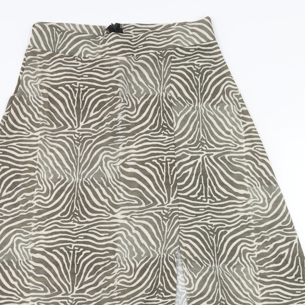 PRETTYLITTLETHING Womens Green Striped  Flare Skirt Size 8