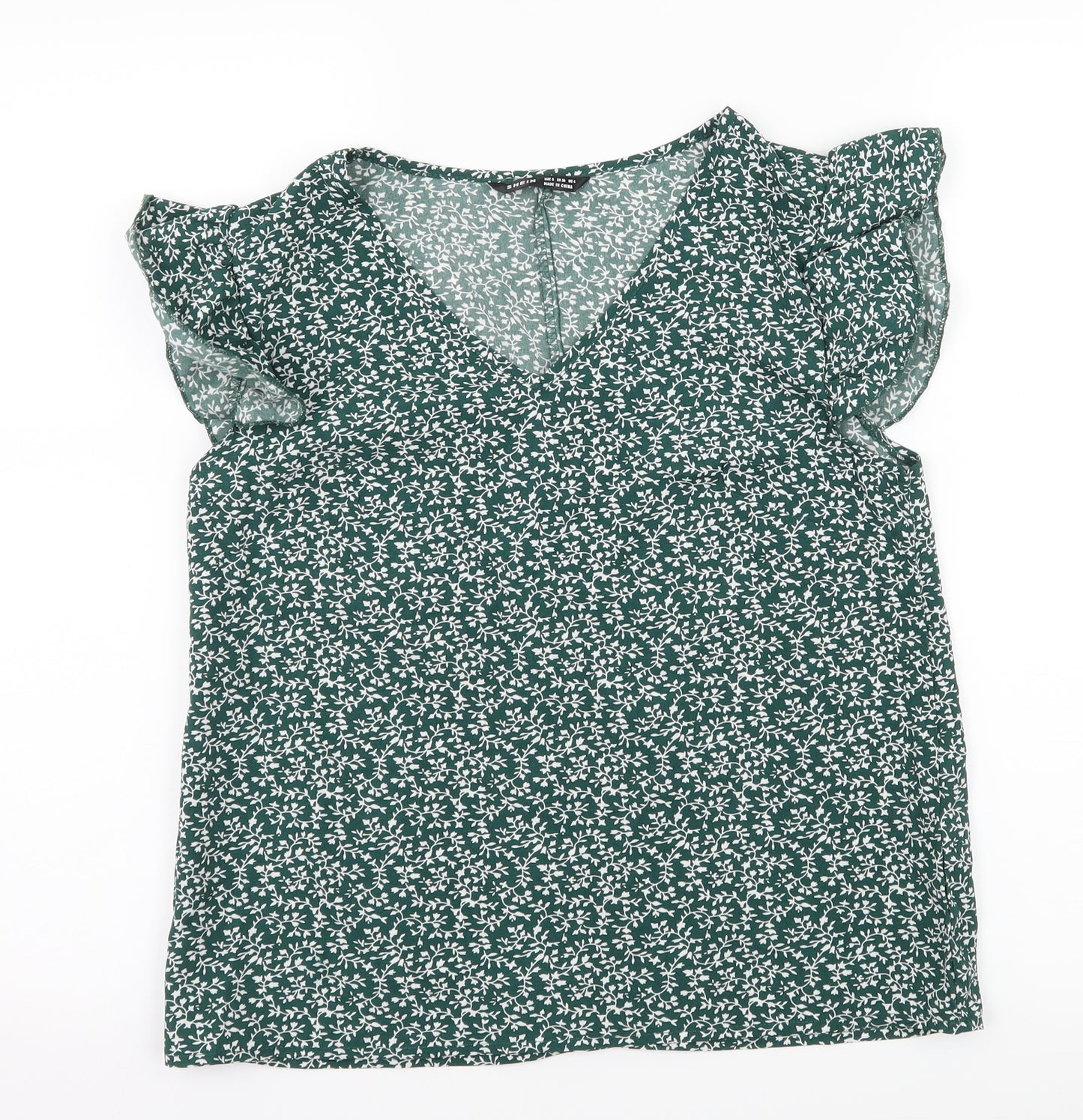 SheIn Womens Green Floral  Basic Blouse Size S