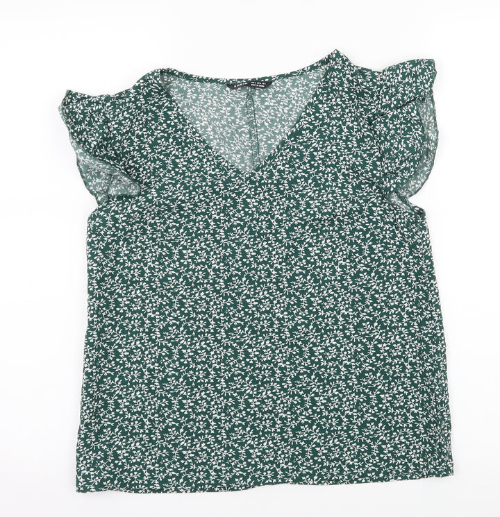 SheIn Womens Green Floral  Basic Blouse Size S