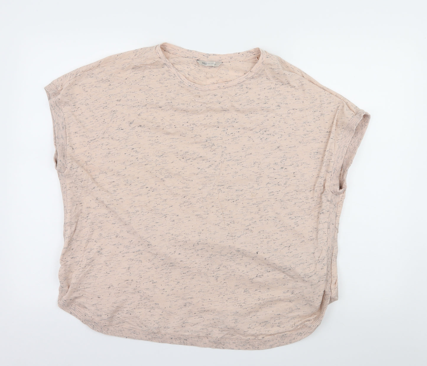 Marks and Spencer Womens Pink Striped Jersey Basic T-Shirt Size 22