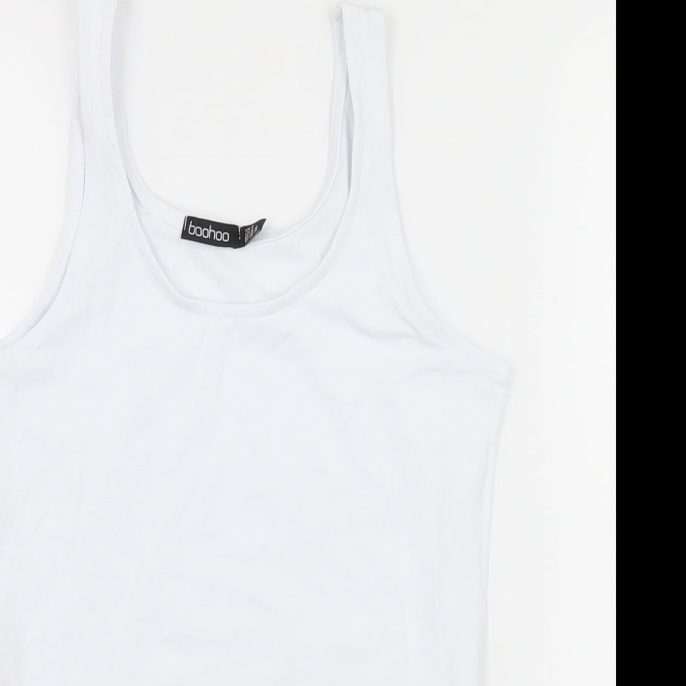 Boohoo Womens White  Jersey Basic Tank Size 8