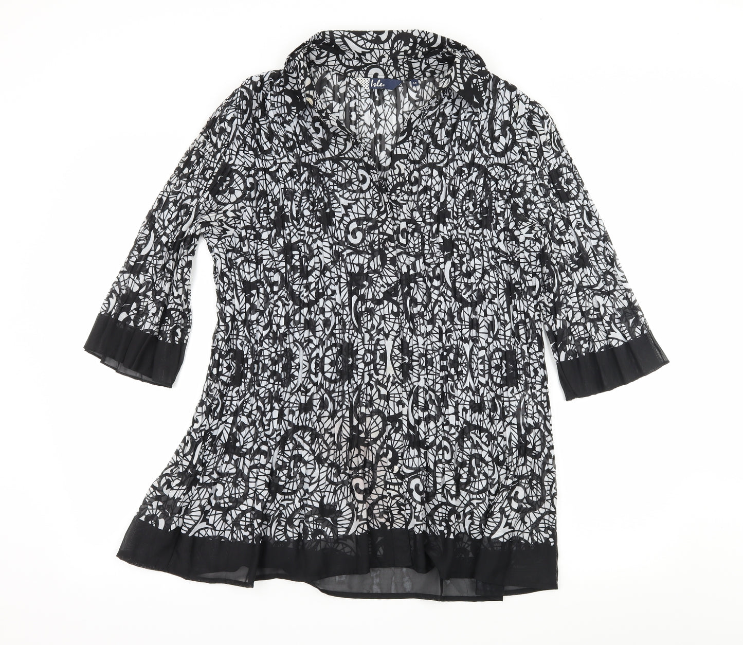 Isle Womens Black Geometric  Basic Blouse Size 18