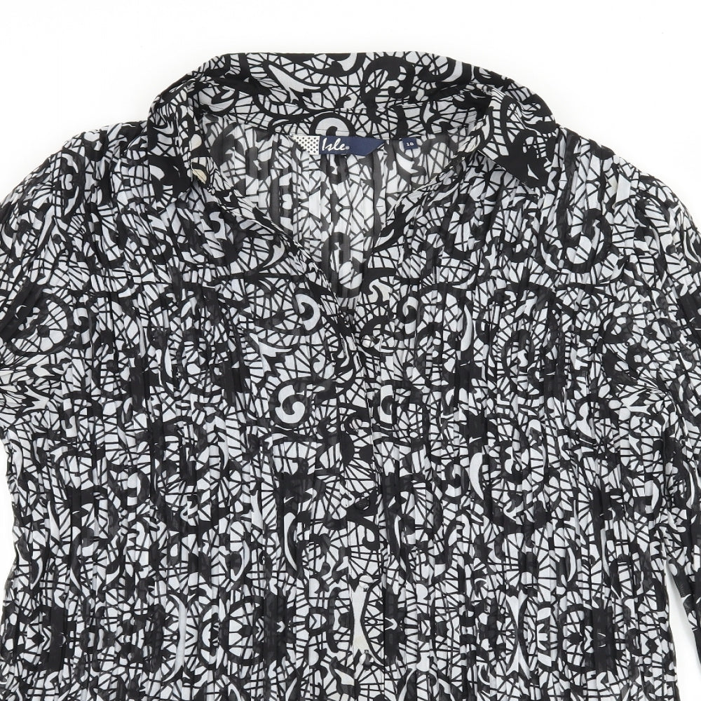 Isle Womens Black Geometric  Basic Blouse Size 18