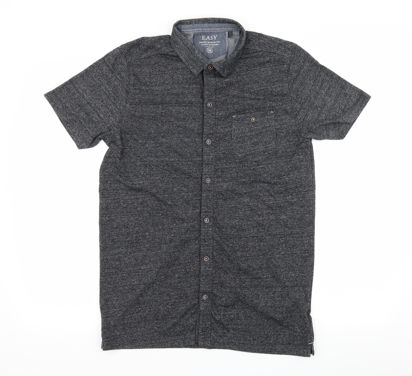 Easy Mens Grey  Jersey  Button-Up Size M