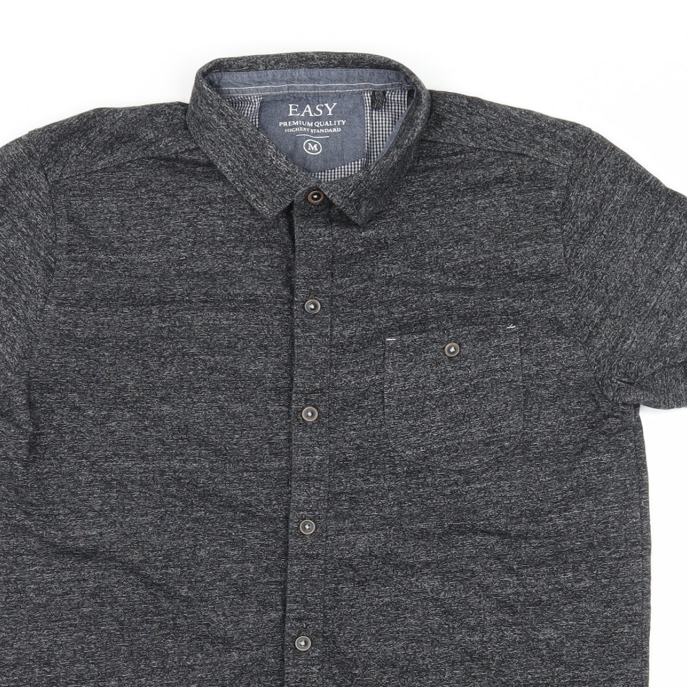 Easy Mens Grey  Jersey  Button-Up Size M