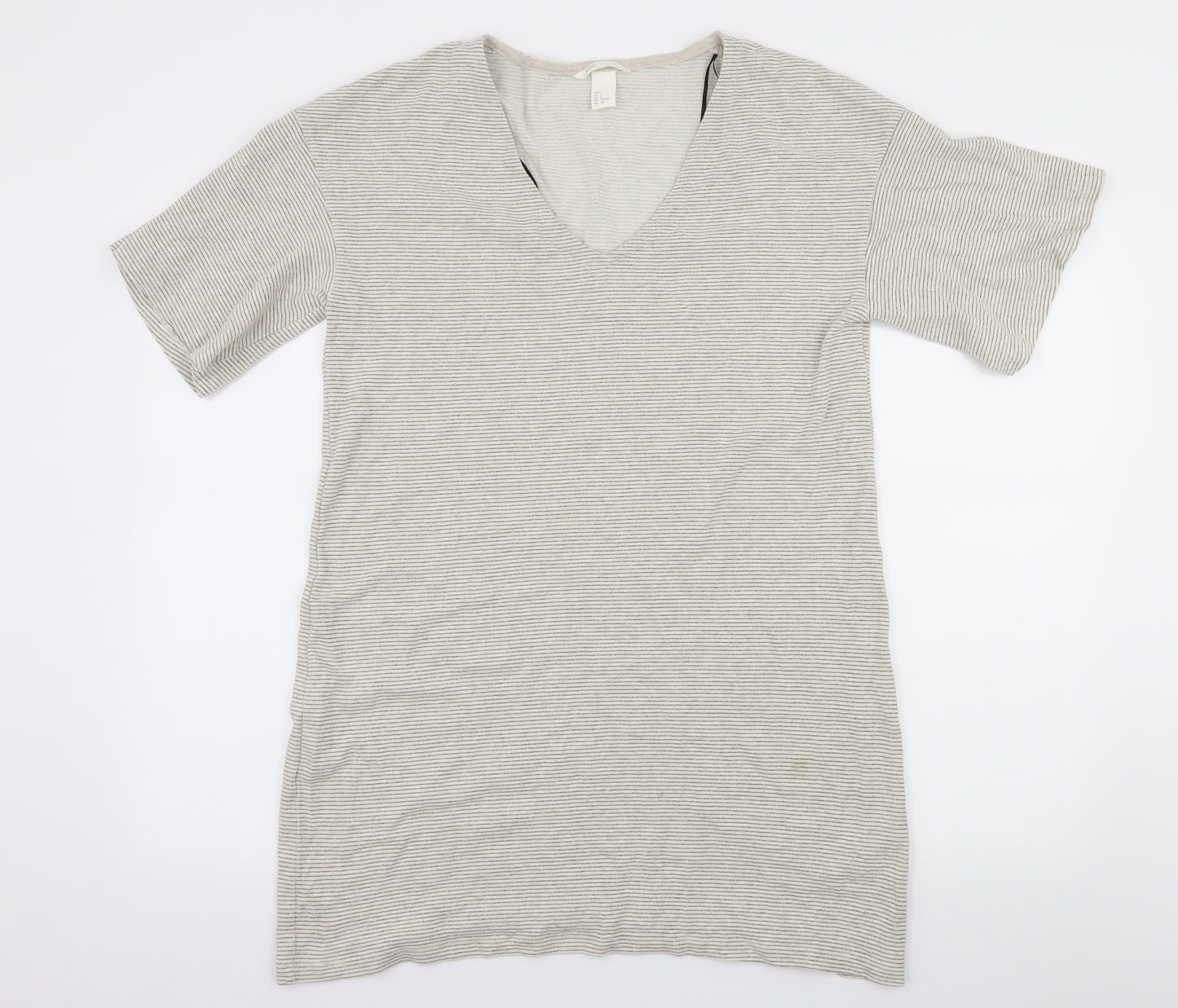 H&M Womens Ivory Striped Jersey Basic T-Shirt Size S