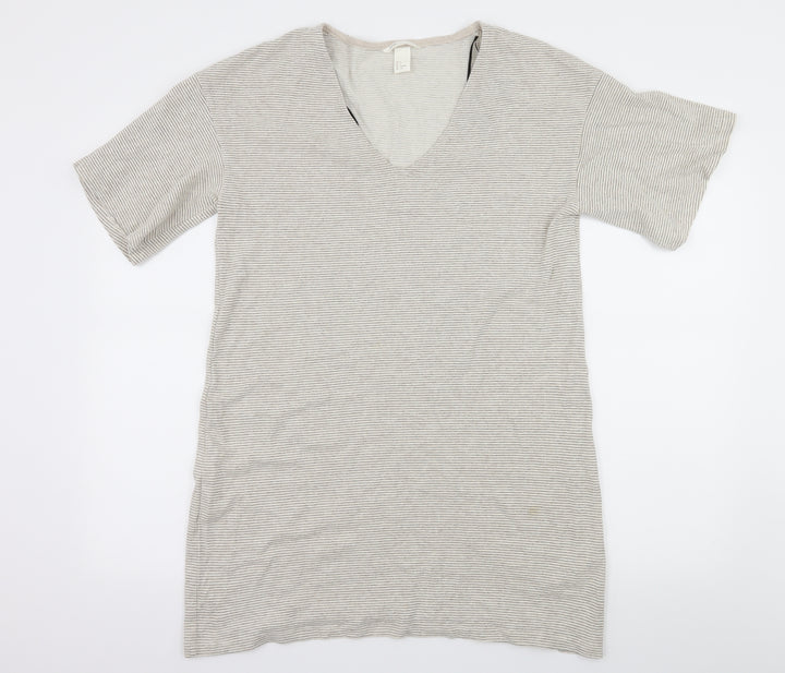 H&M Womens Ivory Striped Jersey Basic T-Shirt Size S
