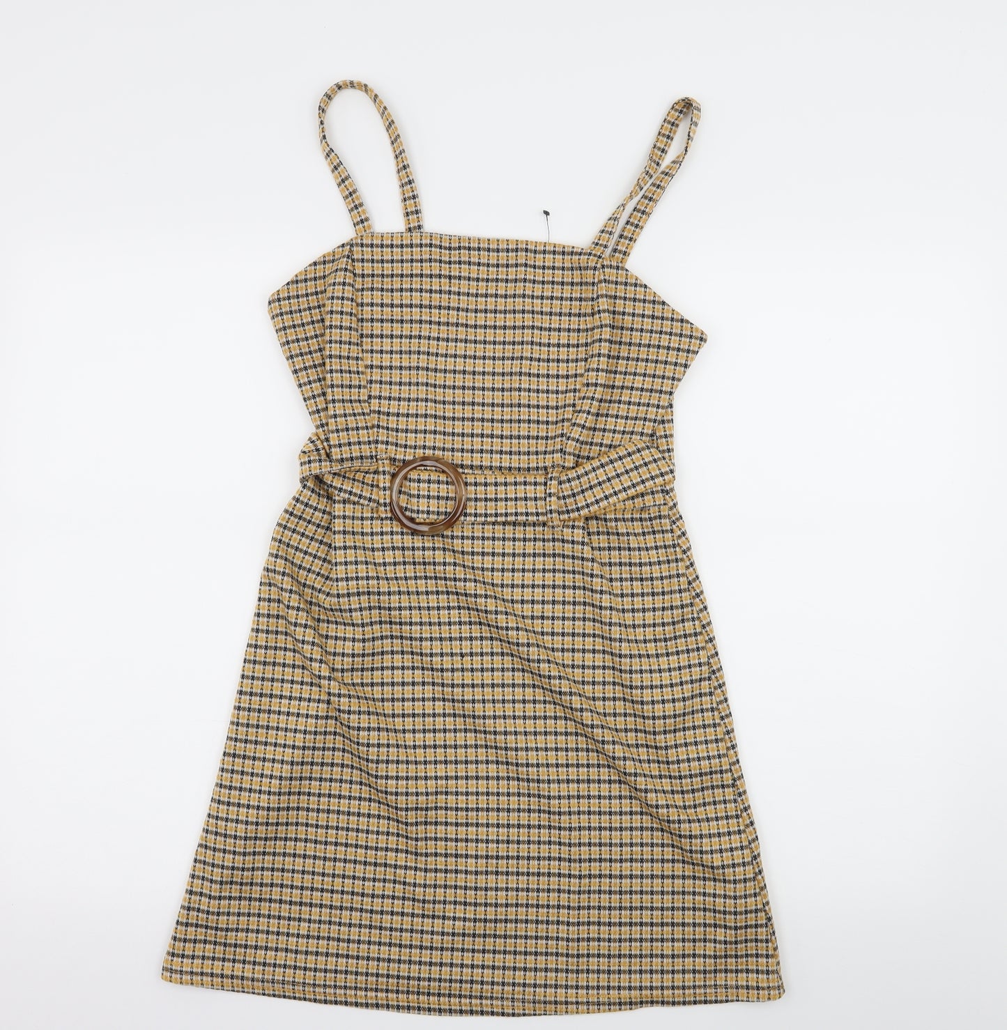 Primark Womens Yellow Check Jersey Bodycon  Size 10