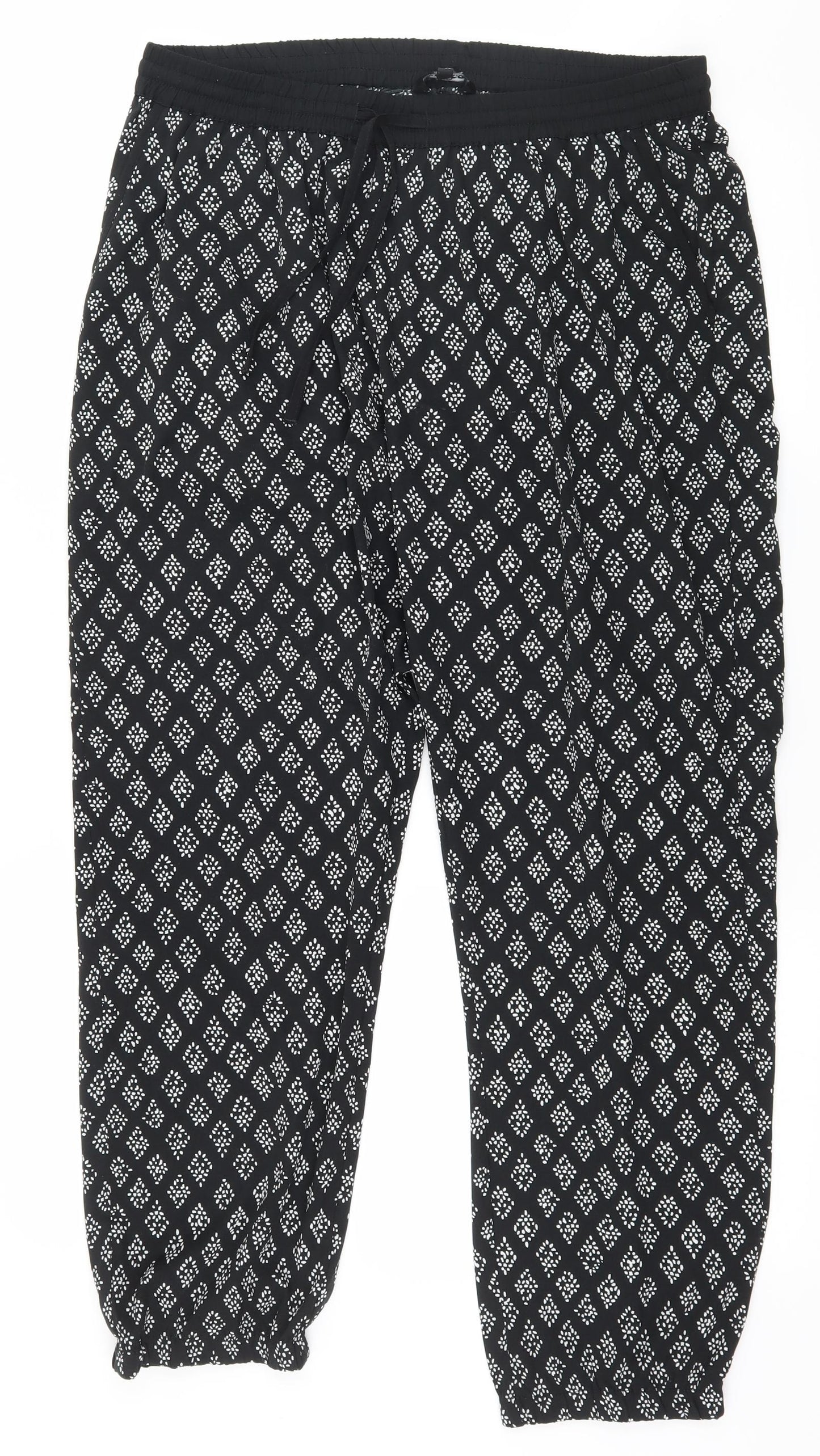 PEP & CO Womens Black Geometric  Trousers  Size 16 L26 in