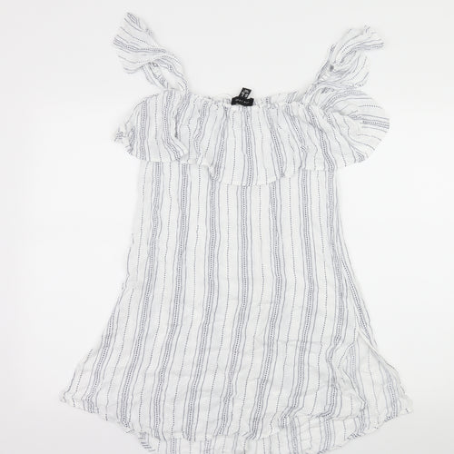 New Look Womens White Striped  Basic Blouse Size M
