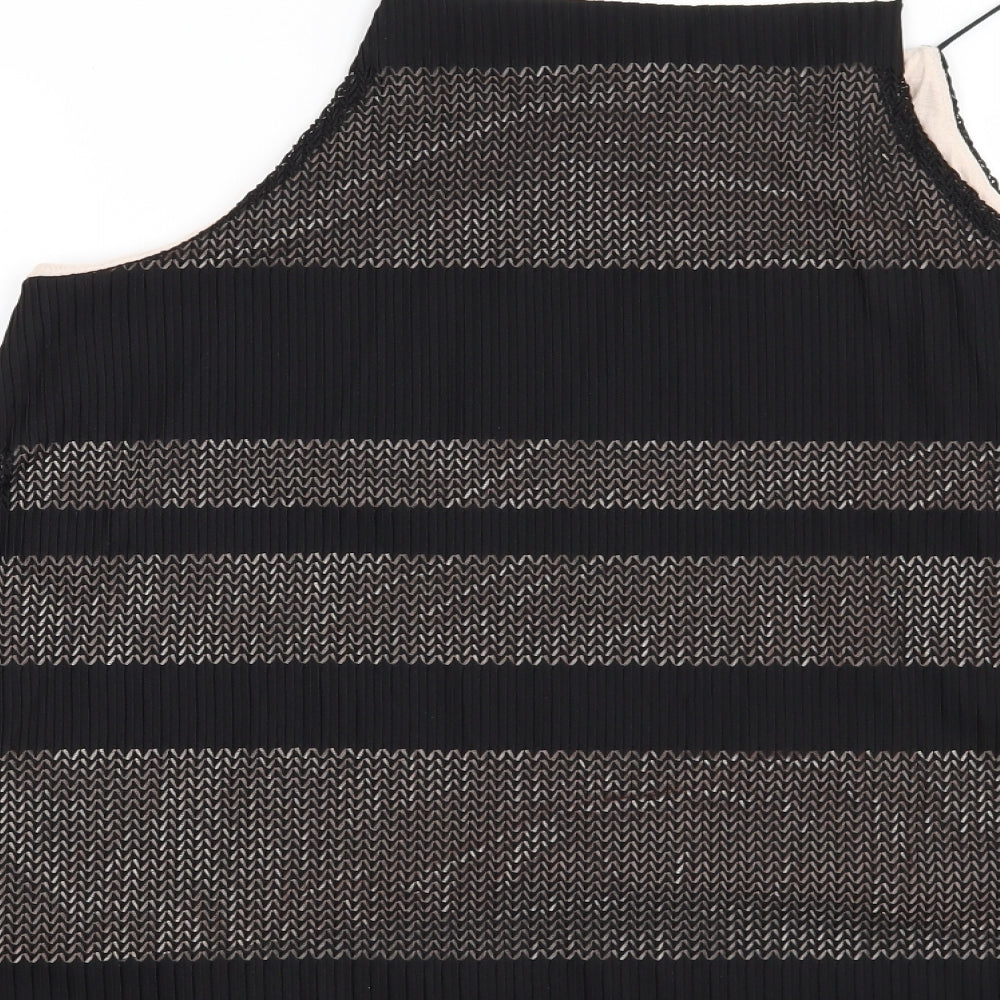 Warehouse Womens Black Striped  Basic Blouse Size 12