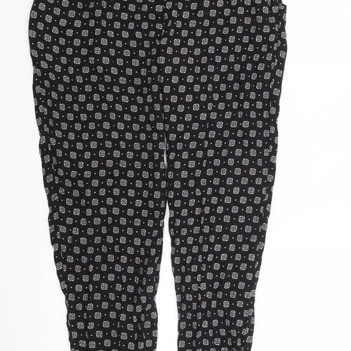 New Look Womens Black Geometric  Trousers  Size 14 L28 in
