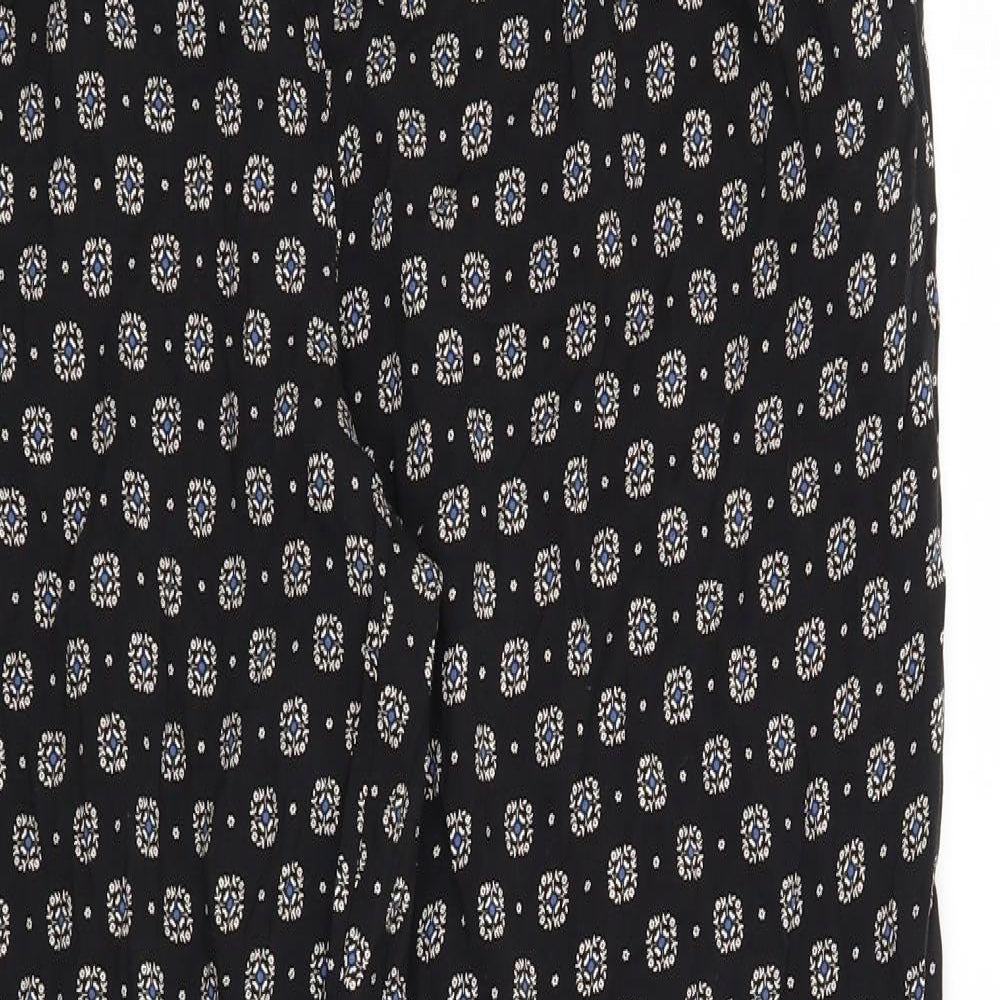 New Look Womens Black Geometric  Trousers  Size 14 L28 in