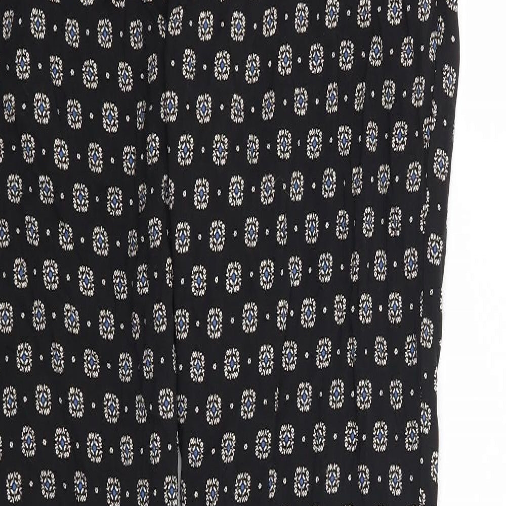 New Look Womens Black Geometric  Trousers  Size 14 L28 in