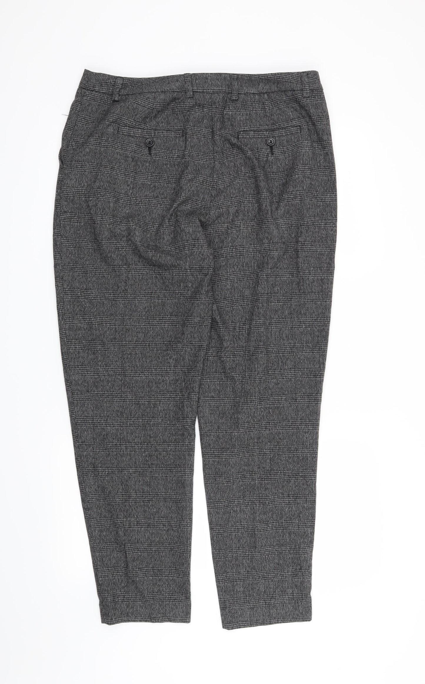 TU Womens Grey Check  Trousers  Size 14 L28 in