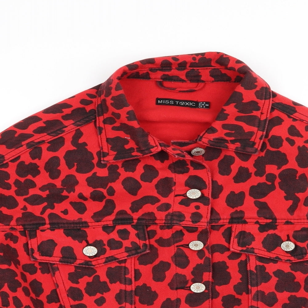 Miss Toxic Womens Red Animal Print  Jacket  Size 8