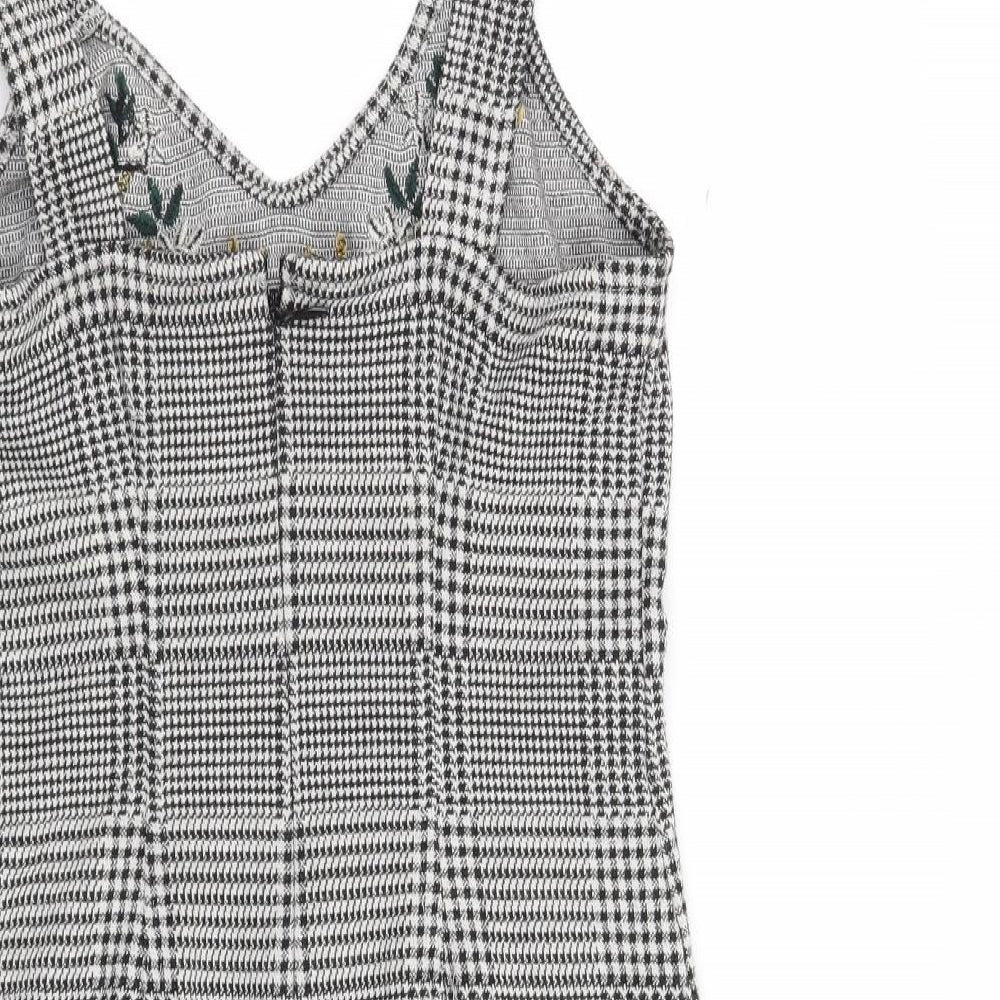 Topshop Womens Black Houndstooth  Shift  Size 10