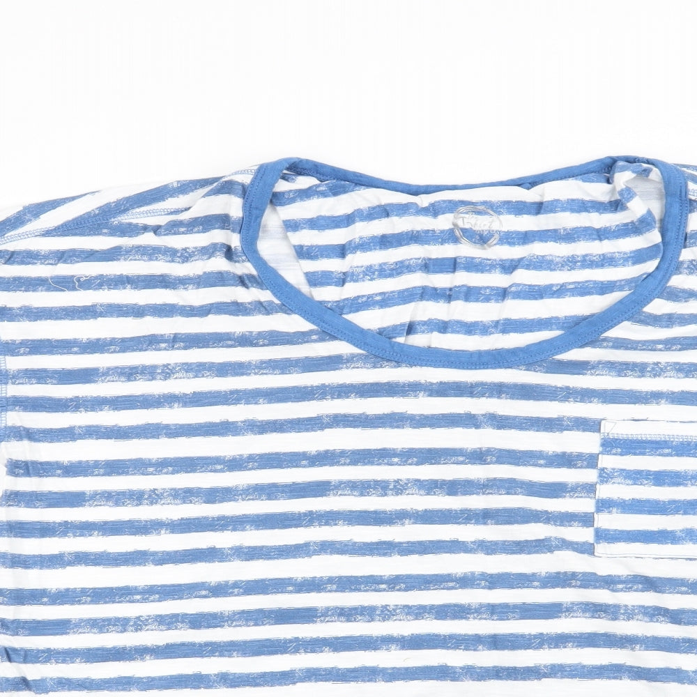NEXT Womens Blue Striped  Basic T-Shirt Size 16