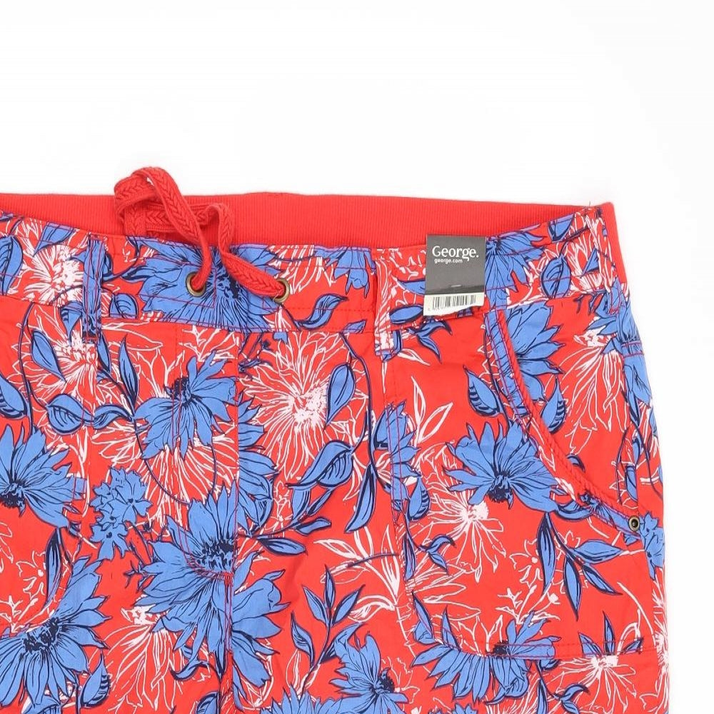 George Womens Red Floral  Bermuda Shorts Size 18