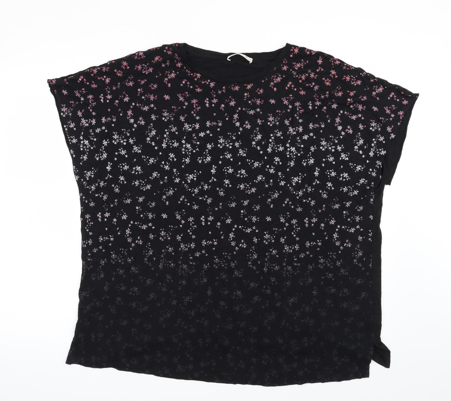 Marks and Spencer Womens Black Floral  Basic T-Shirt Size 20