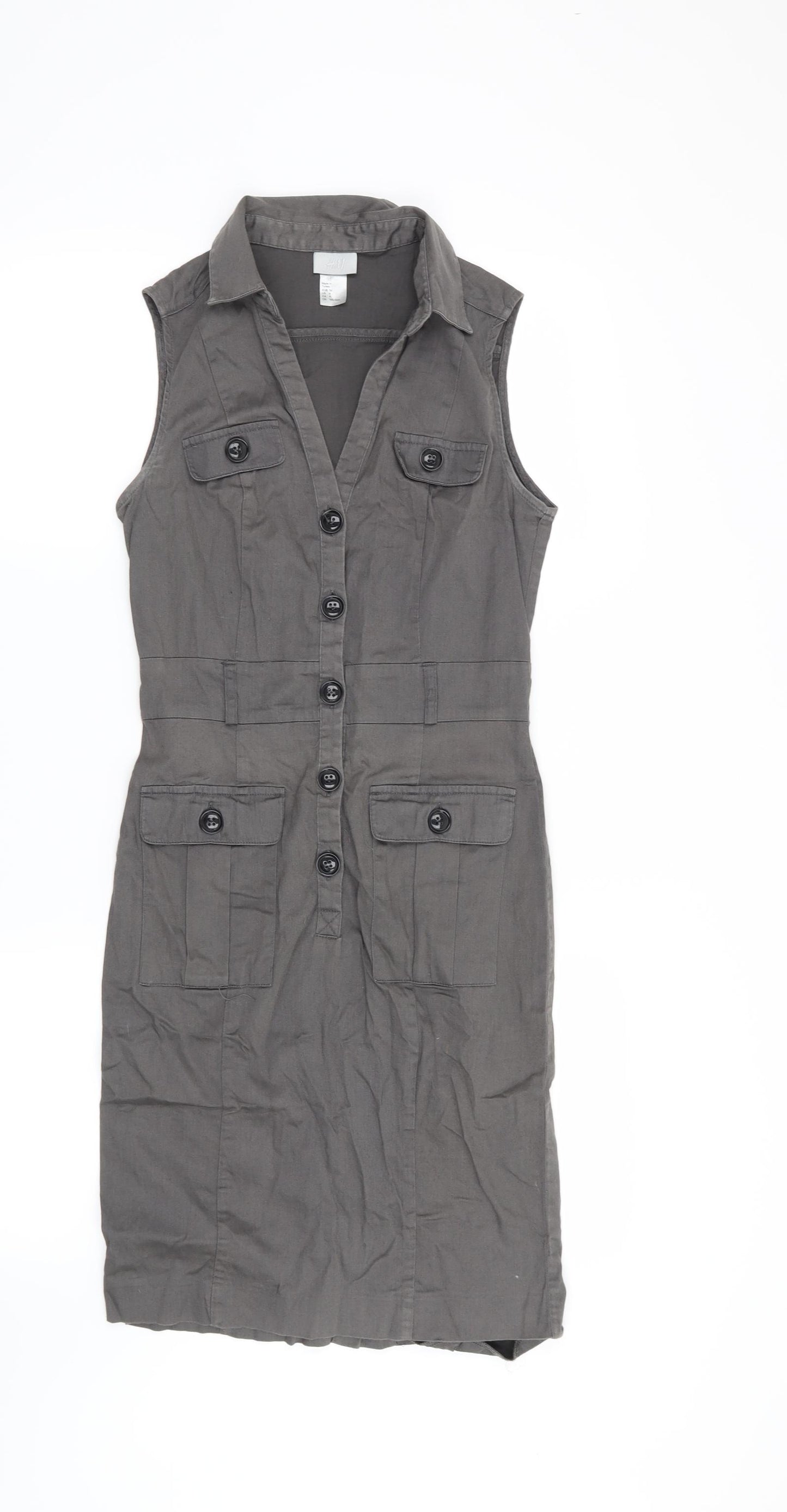 H&M Womens Grey   Shirt Dress  Size 8
