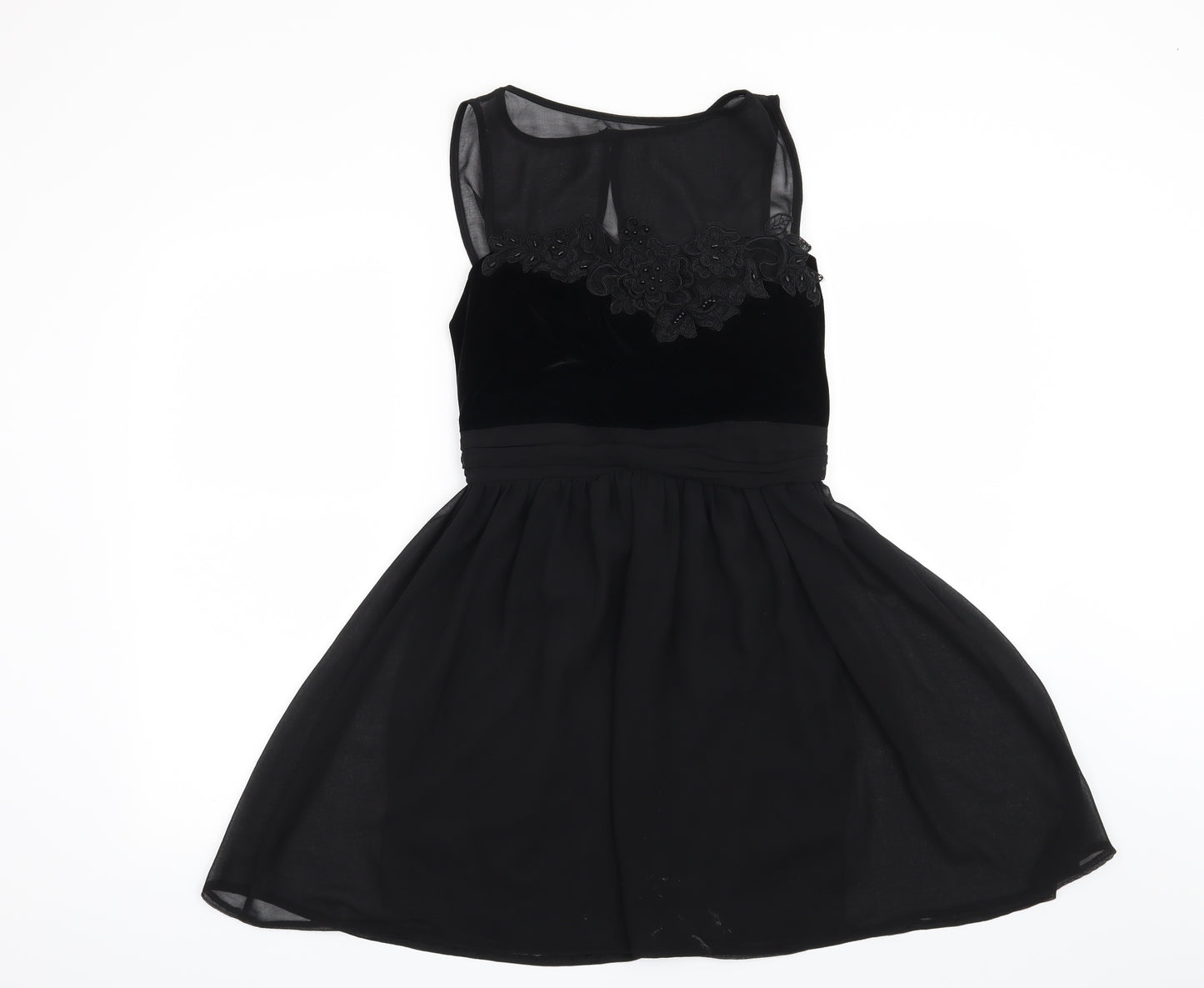 Preworn Womens Black Floral  Fit & Flare  Size 10