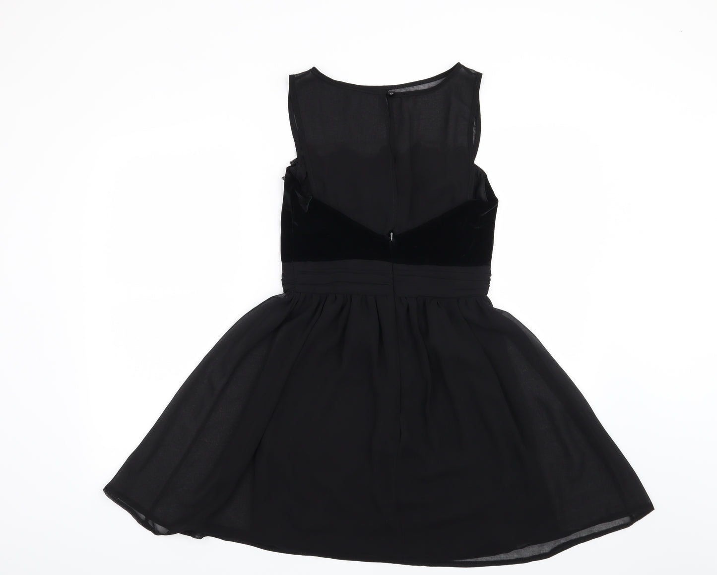 Preworn Womens Black Floral  Fit & Flare  Size 10