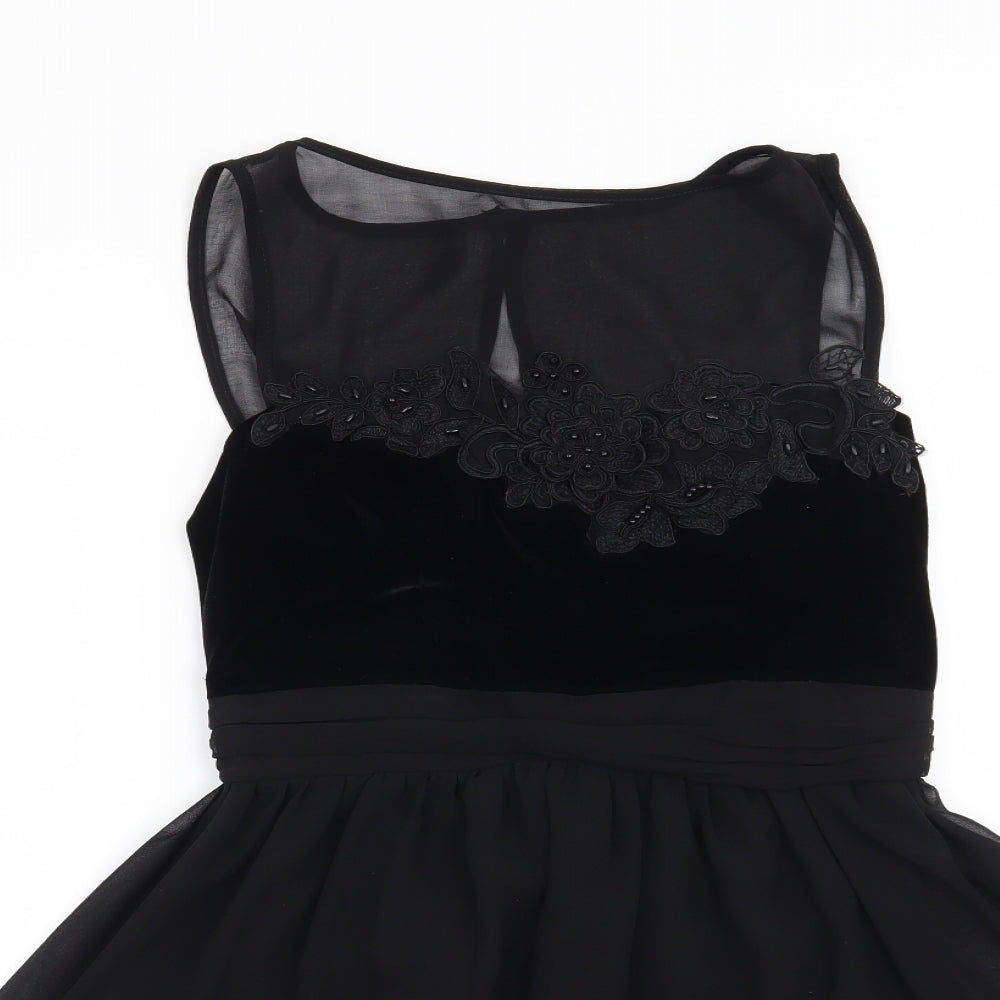 Preworn Womens Black Floral  Fit & Flare  Size 10