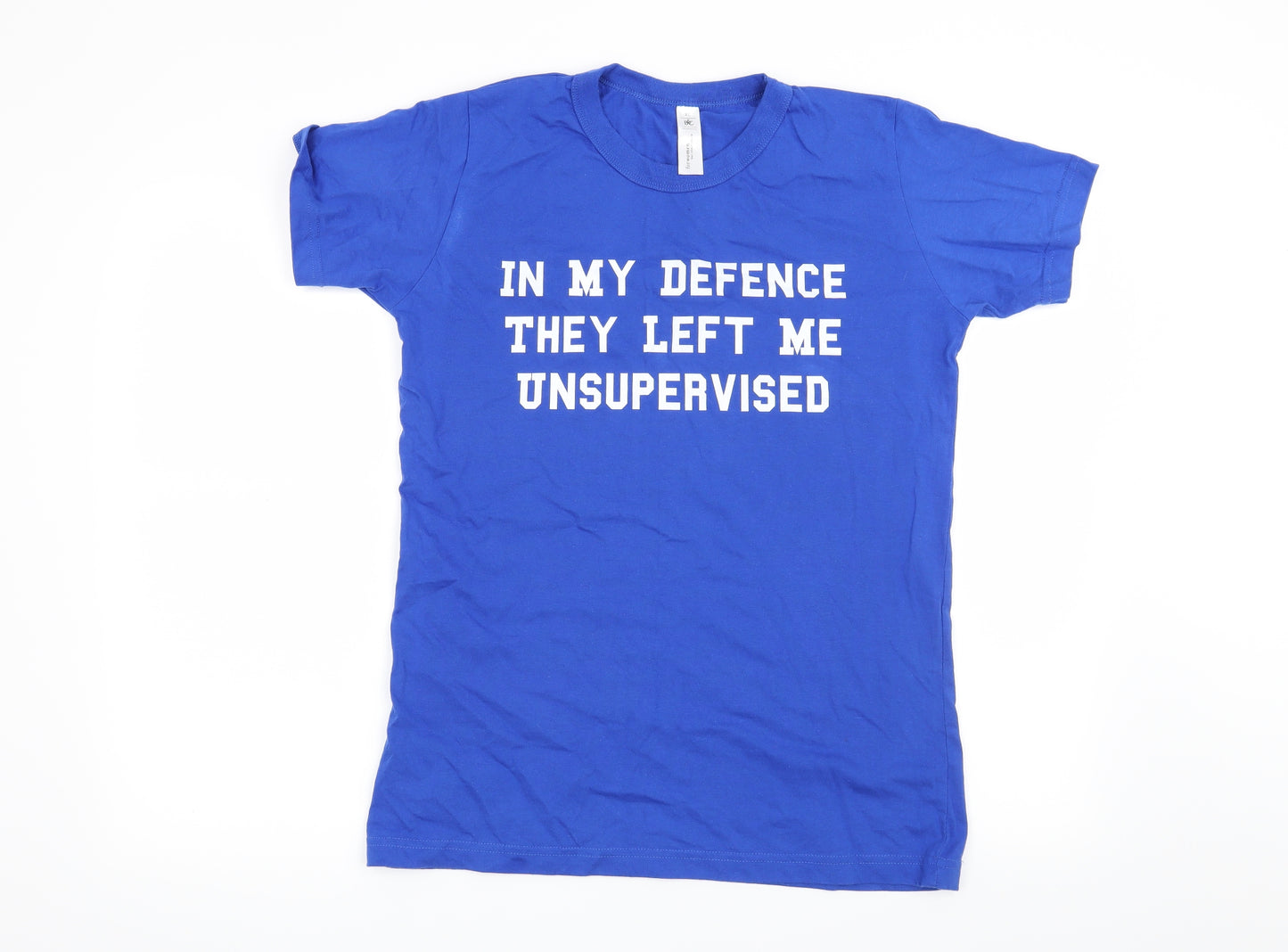 Preworn Womens Blue   Basic T-Shirt Size XL  - In my defence , they left me unsupervised
