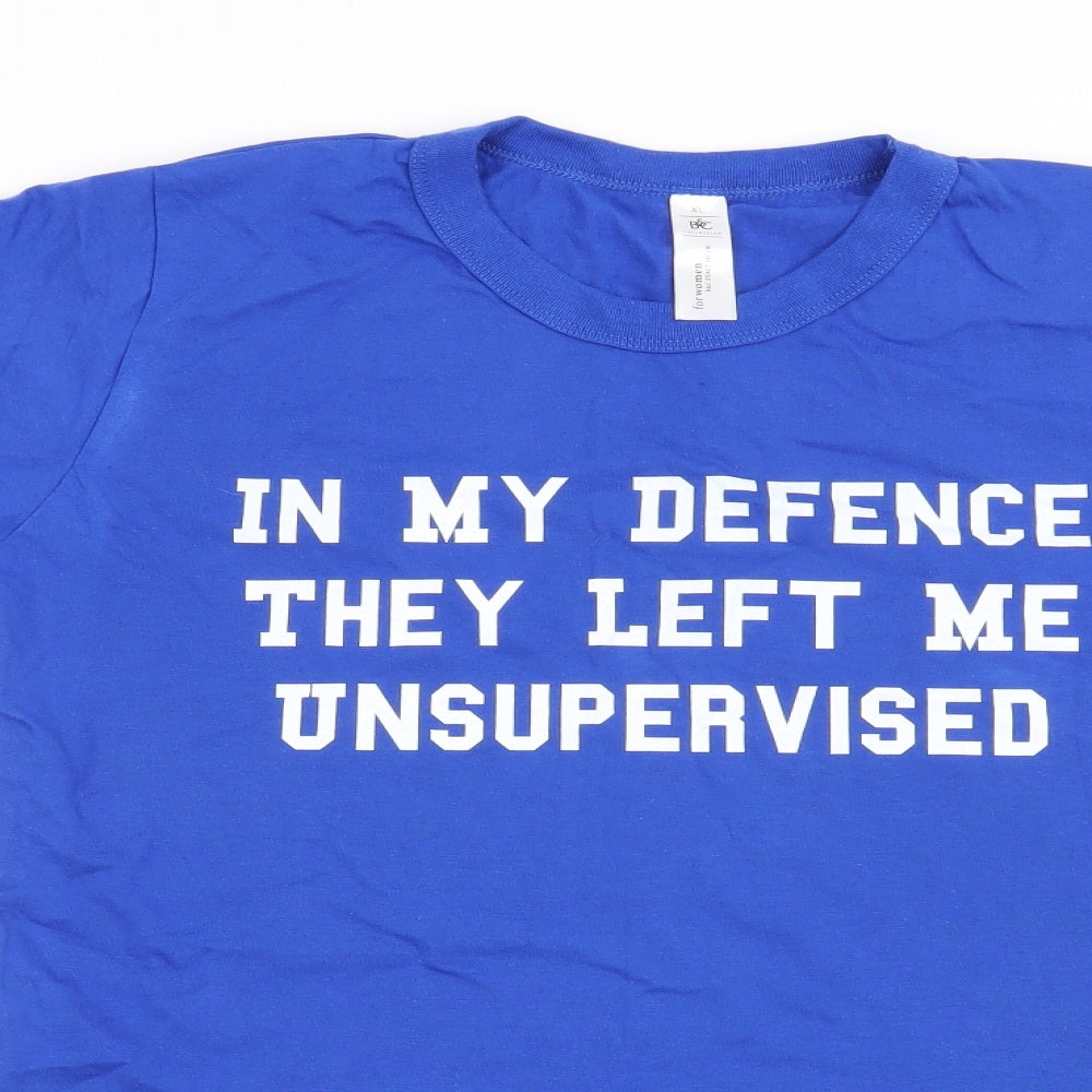 Preworn Womens Blue   Basic T-Shirt Size XL  - In my defence , they left me unsupervised