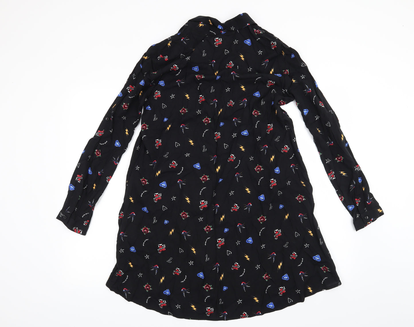 Preworn Womens Black   Basic Button-Up Size L  - Rose