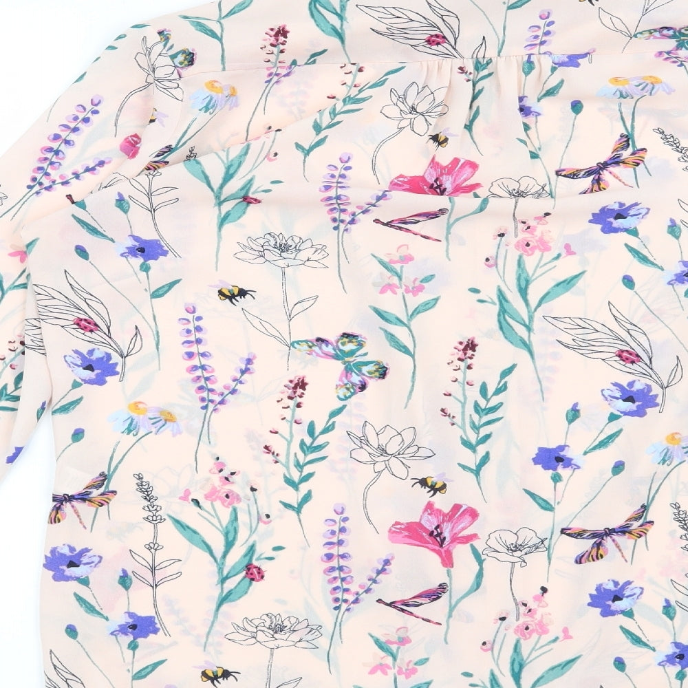 George Womens Pink Floral  Basic Button-Up Size 12